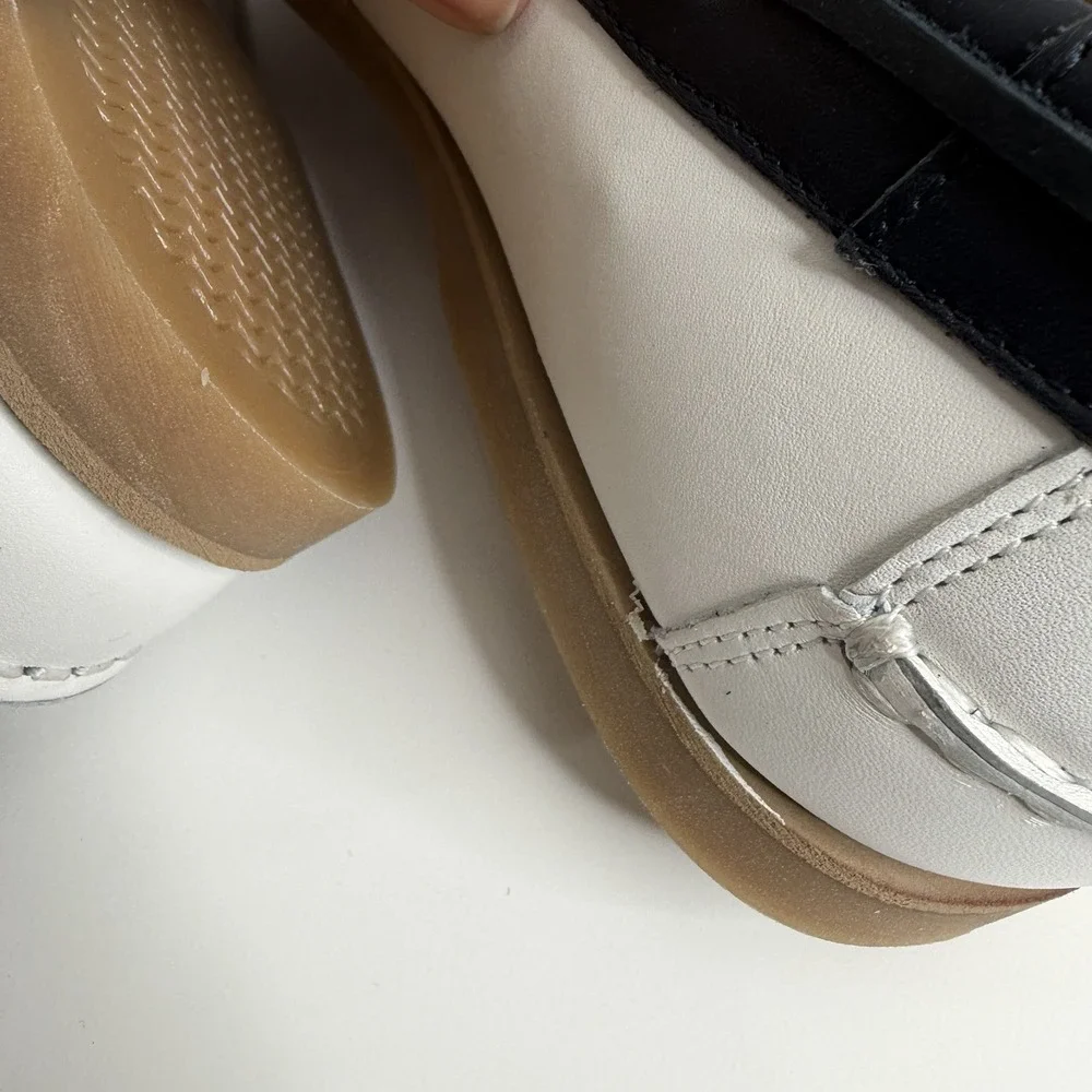 Zara Man Leather Deck Shoes Limited Edition White Navy US 11‎ EU 44 NWT Casual